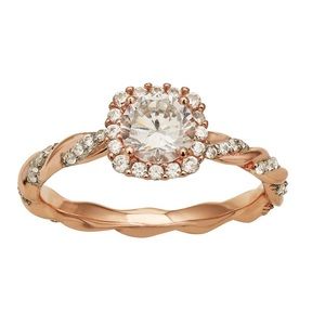 18k Gold Two-Tone Cushion Cut Diamond Twist Ring
